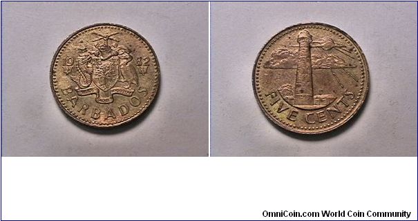 BARBADOS
FIVE CENTS
brass
