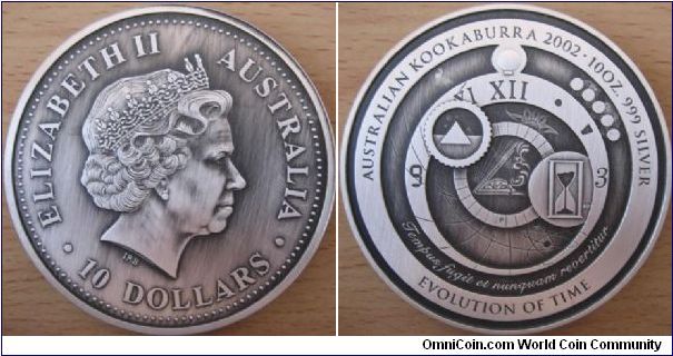 10 Dollars - Evolution of time - 311 g (10 oz) Ag 999 - mintage 1,500