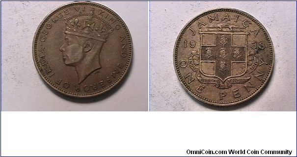GEORGE VI KING AND EMPEROR OF INDIA
JAMAICA ONE PENNY
nickel brass