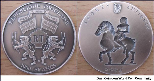 1000 Francs - Antiques sports concave - 31.1 g Ag 999 - mintage 2,500