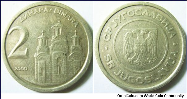 Yugoslavia 2000 2 dinars.