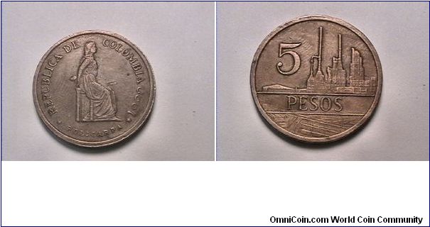 REPUBLICA DE COLOMBIA 1980 
5 PESOS
bronze