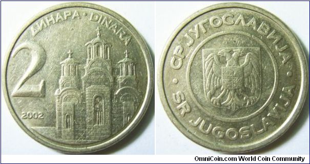 Yugoslavia 2002 2 dinars.