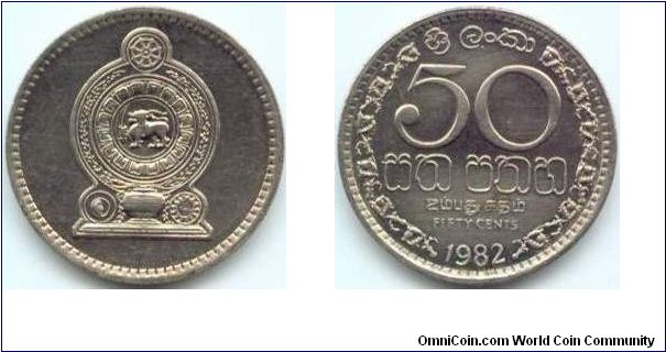 Sri Lanka, 50 cents 1982.