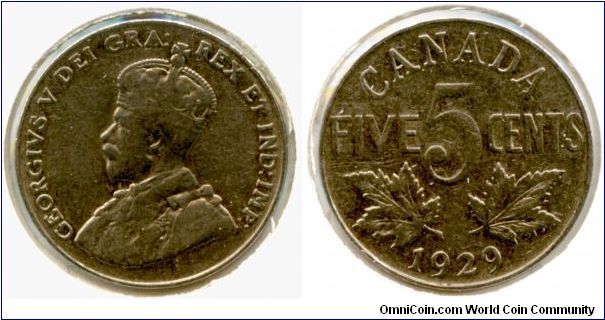 5 Cents from Canada
REX ET IND:IMP:
Nickel