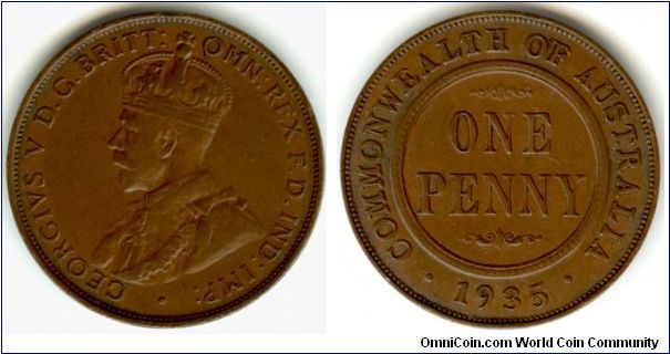 One Australian Penny 1935.