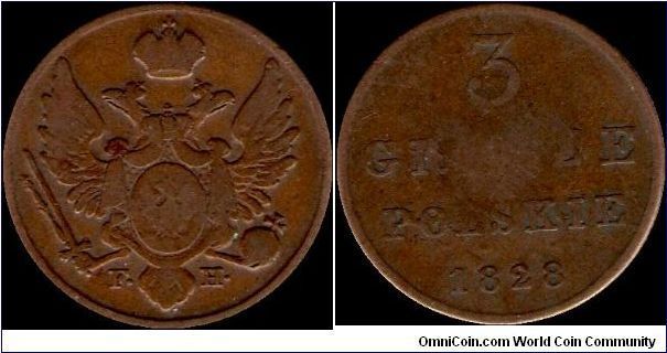 3 Grosze 1828 FH, Poland