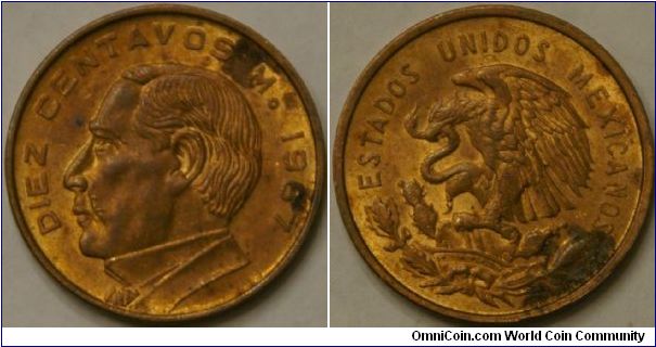 10 centavos, 23.5 mm, brass(?)