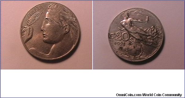 ITALIA
20 CENTESIMI
1921-R
nickel