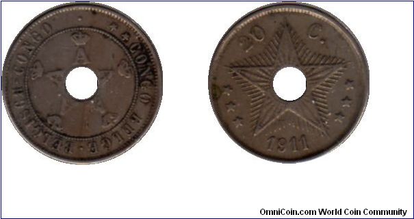 Belgian Congo - 20 centimes