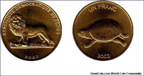 Congo Democratic Republic 1 Franc - turtle