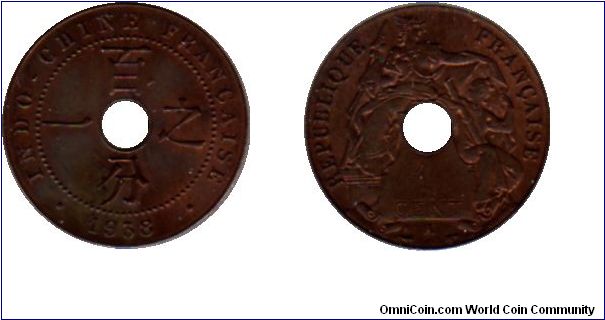 French Indochina (Now Vietnam, Cambodia and Laos)- 1 cent