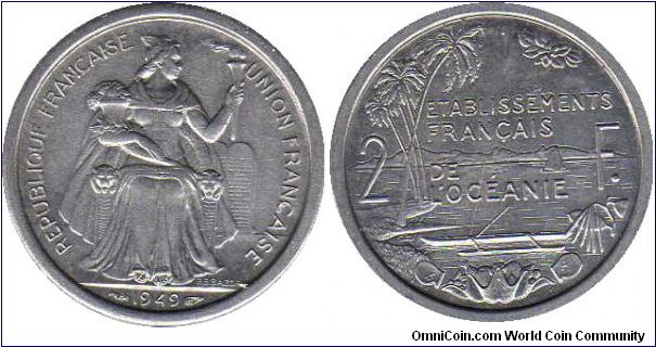 French Oceania - 2 Francs