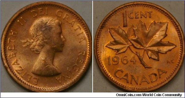 1 cent, young Elizabeth II, 19 mm, Cu
