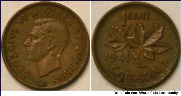 1 cent, George VI, 19 mm, Cu