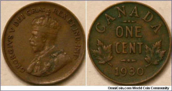 1 cent, George V, 19 mm, Cu