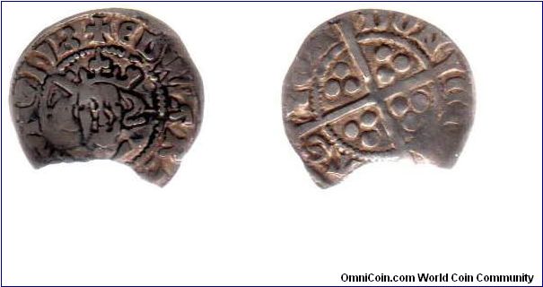 1302-1310 Edward I cross penny (piece missing)