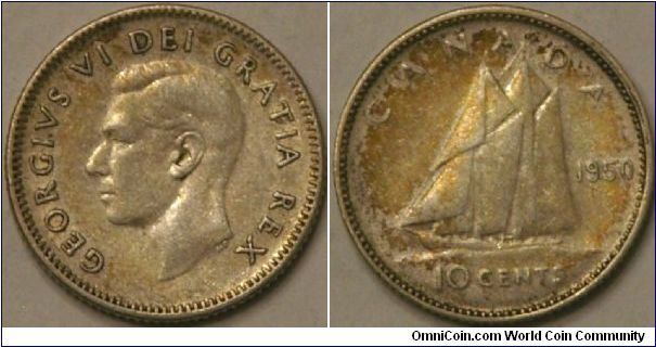 10 cents, George VI, 18 mm, Ag