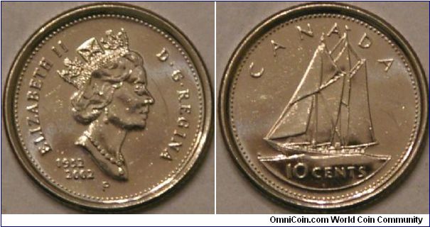 10 cents, 50th anniversary of Elizabeth as queen, 18 mm, Ni