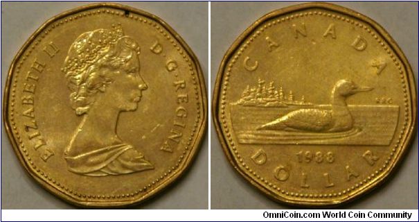 1 dollar, Canadian loonie, 26.5 mm, bronze-electroplated nickel