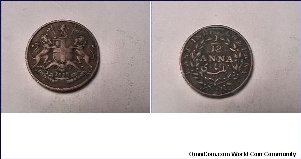 EAST INDIA COMPANY
1/12 ANNA
copper