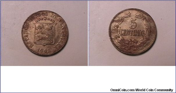ESTADOS UNIDOS DE VENEZUELA
5 CENTIMOS
copper nickel
