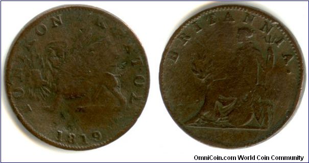 2 Lepta from the Ionikon Kratos (United States of the Ionian Islands) under the supervision of Great Britain. This state lasted from 1815 to 1864, when the Ionian islands were united with Greece.