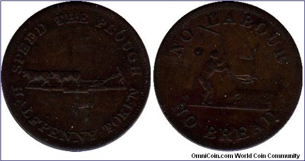 Upper Canada - Speed the Plough/No Labour No Bread 1/2 penny token - scratched