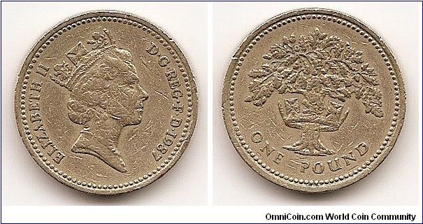1 Pound
KM#948
9.5000 g., Nickel-Brass, 22.5 mm. Ruler: Elizabeth II Obv:
Crowned head right Rev: Oak tree, crown encircles, DECUS ET
TUTAMEN