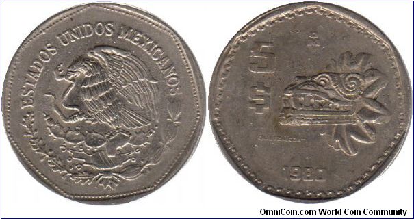 5 Pesos - Quetzalcoatl