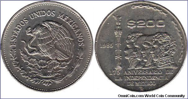 200 Pesos - 175th anniversary of Mexican Independence - Allende, Hidalgo, Morelos, Guerrero