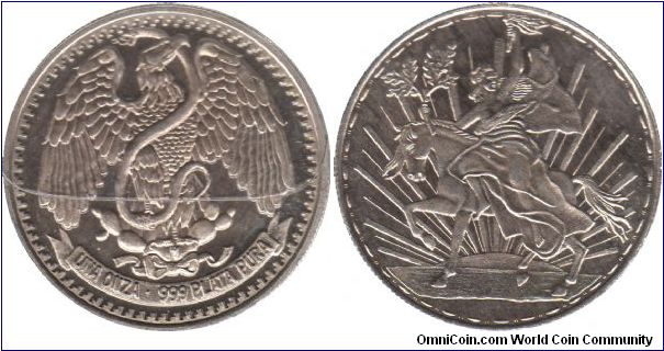 Mexican silver round - Una onza .999 oura plata