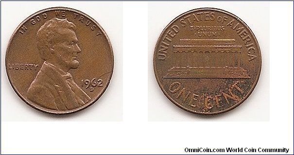 1 Cent
KM#201
3.1100 g., Brass, 19 mm. Lincoln Memorial reverse • Rev. Designer: Frank Gasparro 
