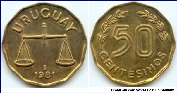 Uruguay, 50 centesimos 1981.