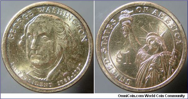 Dollar.

George Washington, from circulation. Denver mint.                                                                                                                                                                                                                                                                                                                                                                                                                                                        