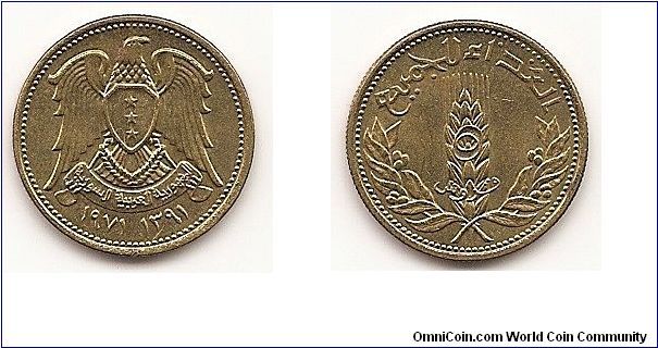 5 Piastres
KM#100
3.0000 g., Aluminum-Bronze, 19 mm. Series: F.A.O. Obv: Imperial
eagle Rev: Upright oat sprig within sprigs