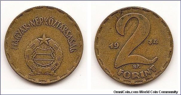 2 Forint
KM#591
4.4400 g., Brass, 22.4 mm. Rev: Denomination divides date