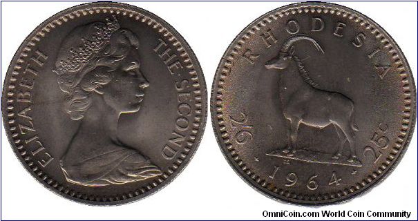 2 1/2 shillings/25 cents - broken from set