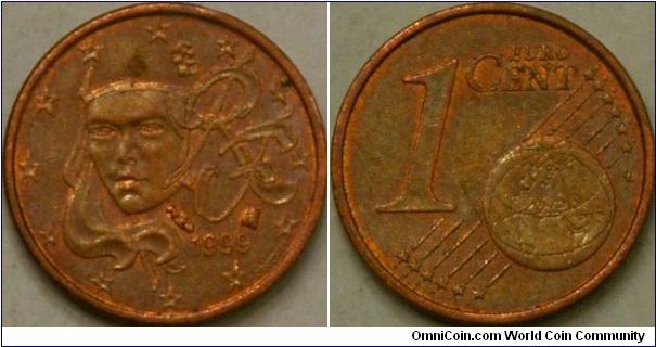 1 Euro cent, Copper-covered steel, 16.25 mm