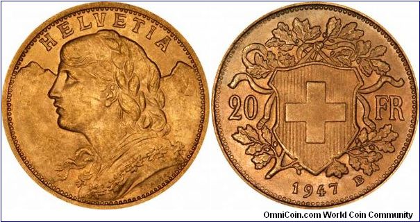 One of the few gold coins issued anywhere in the world in 1947. the other relatively common one being the Mexican 50 pesos.