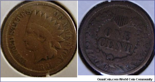 1861 indian cent good