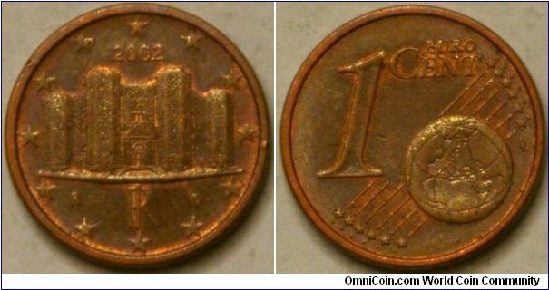 1 Euro cent, image Castel del Monte, Copper-covered steel, 16.25 mm
