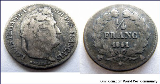 1841 A 1/4 franc, Louis-Philippe