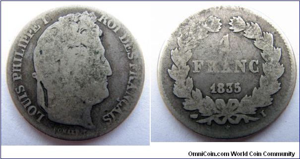 1835 I (Limoges) 1 franc, Louis Philippe