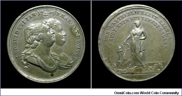Death of Louis XVI and Marie Antoinette - White metal - Mm. 44