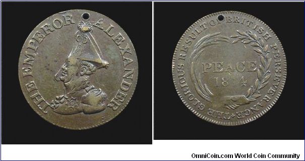 Peace of Paris (Alexander I) - Copper jetton - Mm. 25