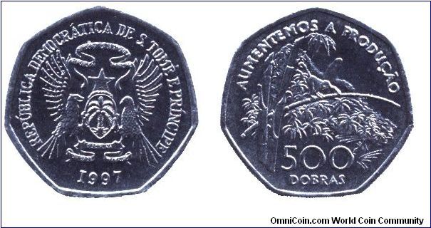 Sao Tome & Principe, 500 dobras, 1997, Aumentemos A Producao.                                                                                                                                                                                                                                                                                                                                                                                                                                                       
