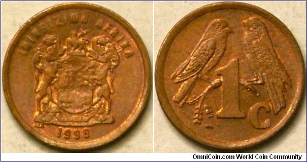 1 cent, Cape sparrows 15 mm, Cu clad steel