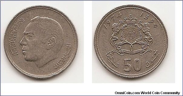50 Santimat
Y#62
4.0000 g., Copper-Nickel, 21 mm. Obv: Head left Rev: Crowned
arms with supporters