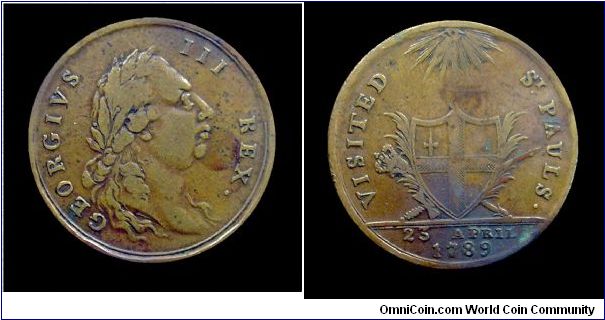 George III recovers from illness. Copper medal - mm. 29